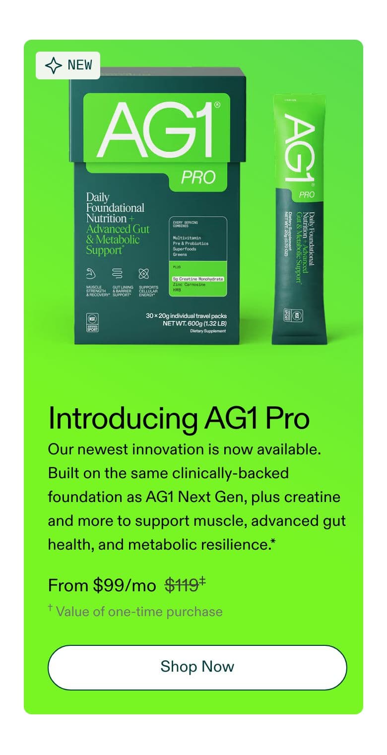 Hero section from AG1 Official, a supplements & wellness Shopify store — mobile screenshot