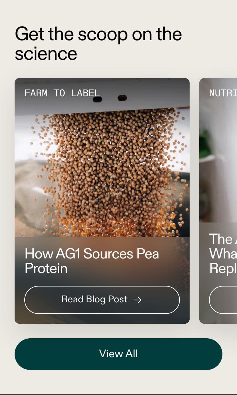 Other section from AG1 Official, a supplements & wellness Shopify store — mobile screenshot