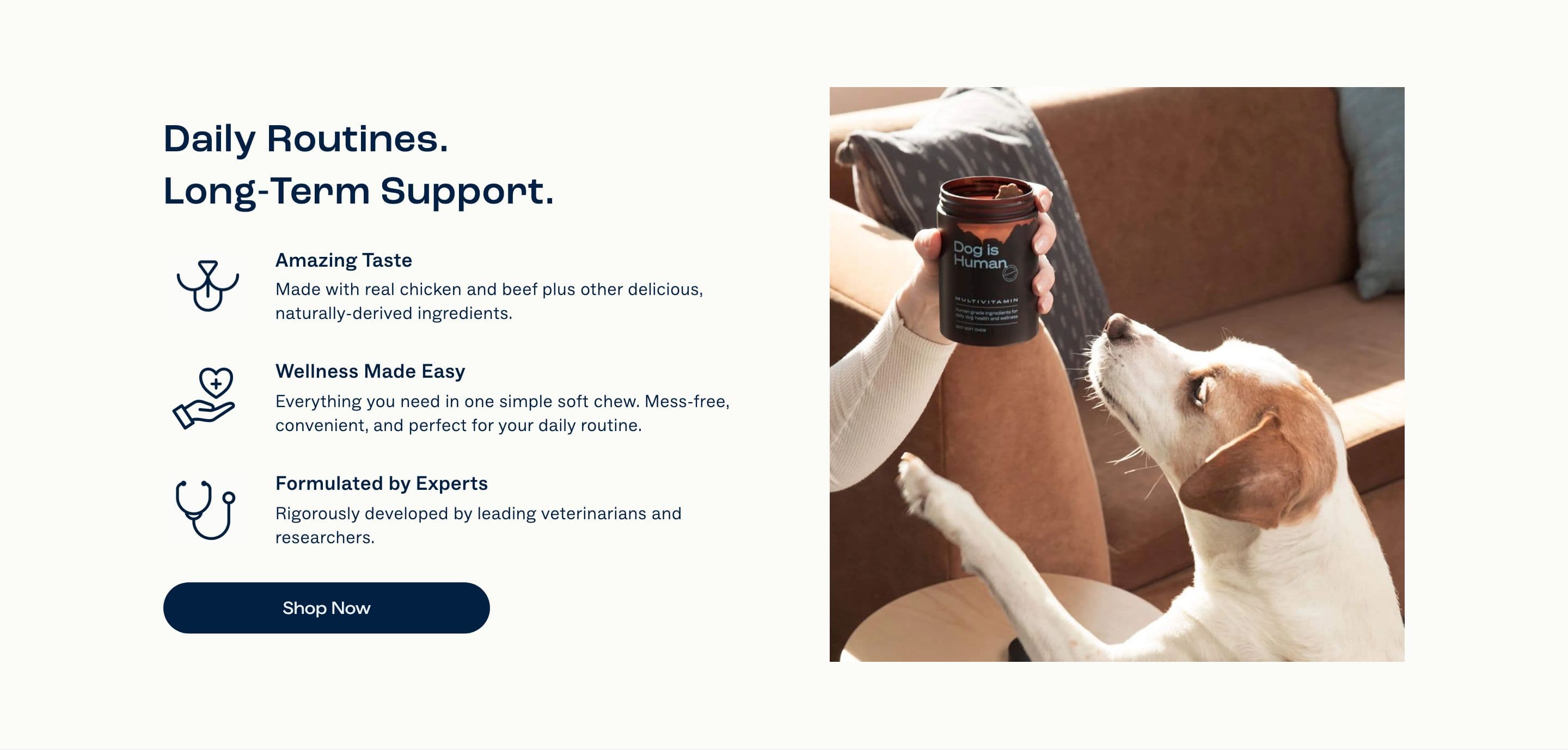 Image with Text section from Dog Is Human, a pet Shopify store — desktop screenshot