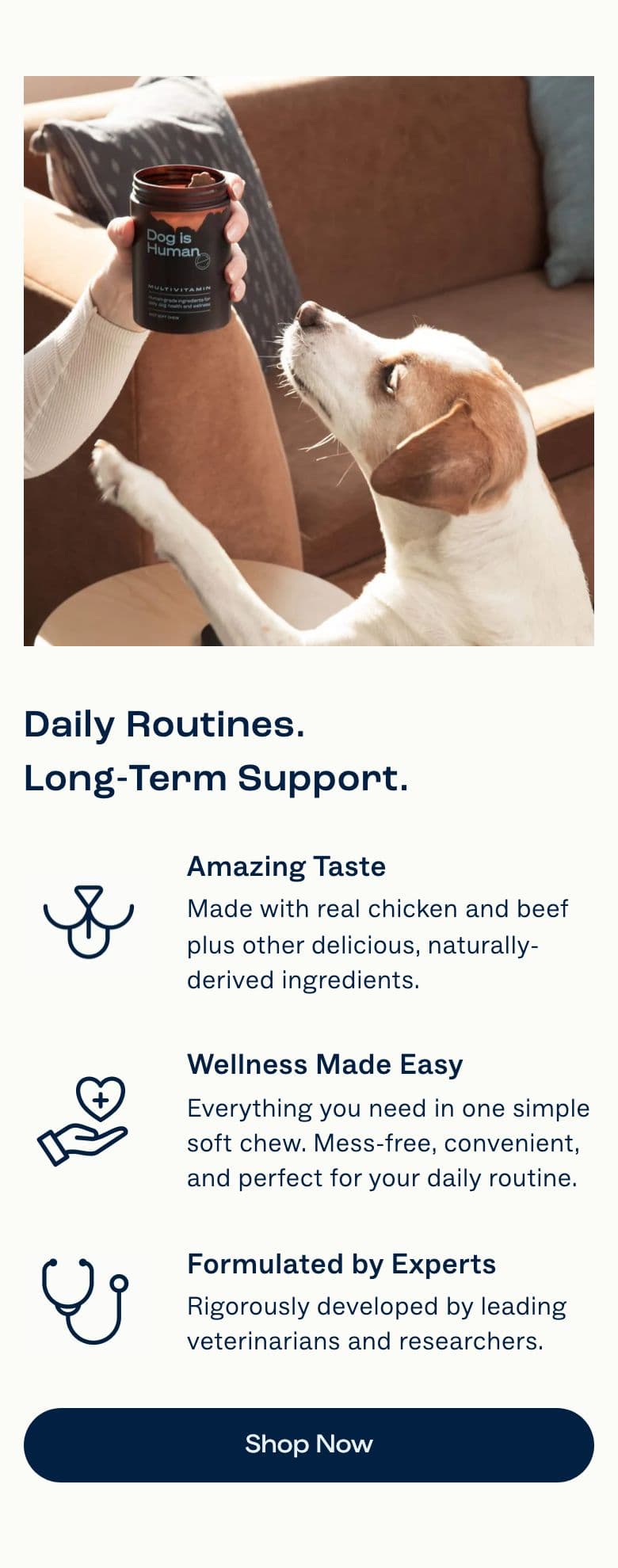 Image with Text section from Dog Is Human, a pet Shopify store — mobile screenshot