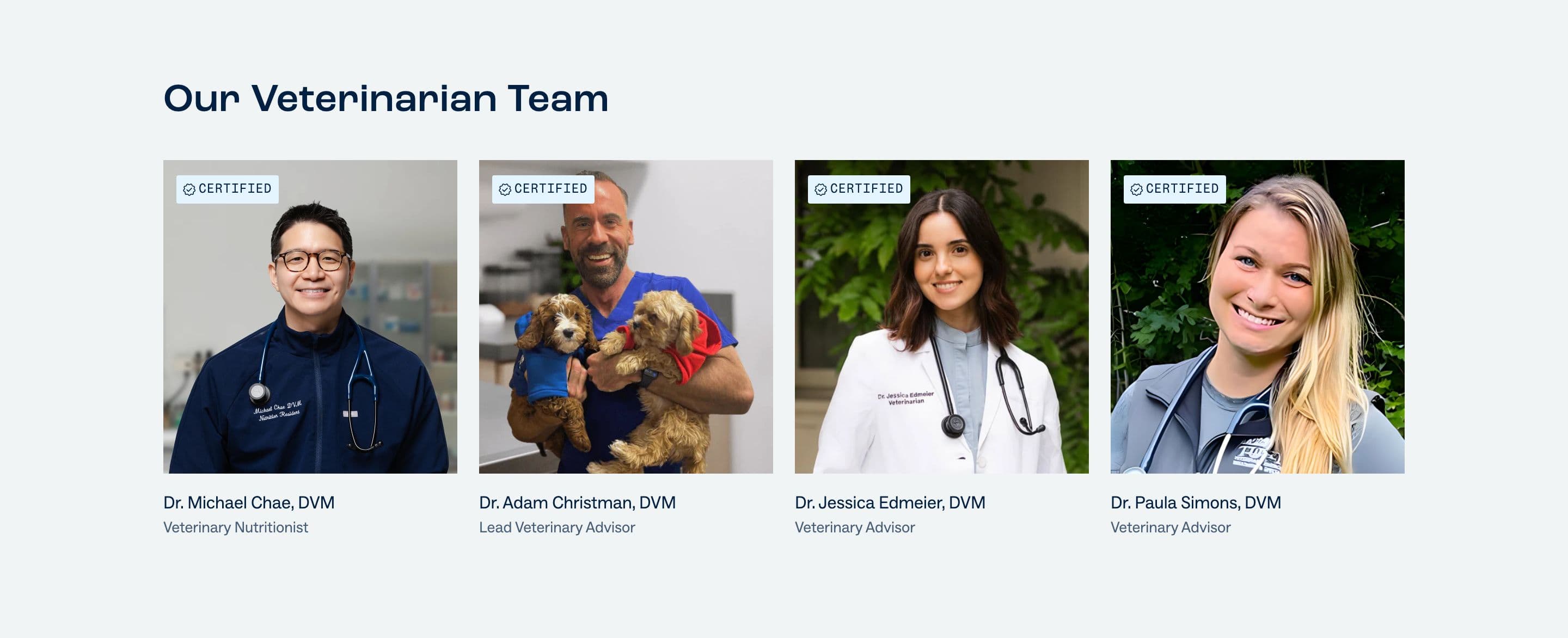 Trust Badges & Guarantees section from Dog Is Human, a pet Shopify store — desktop screenshot