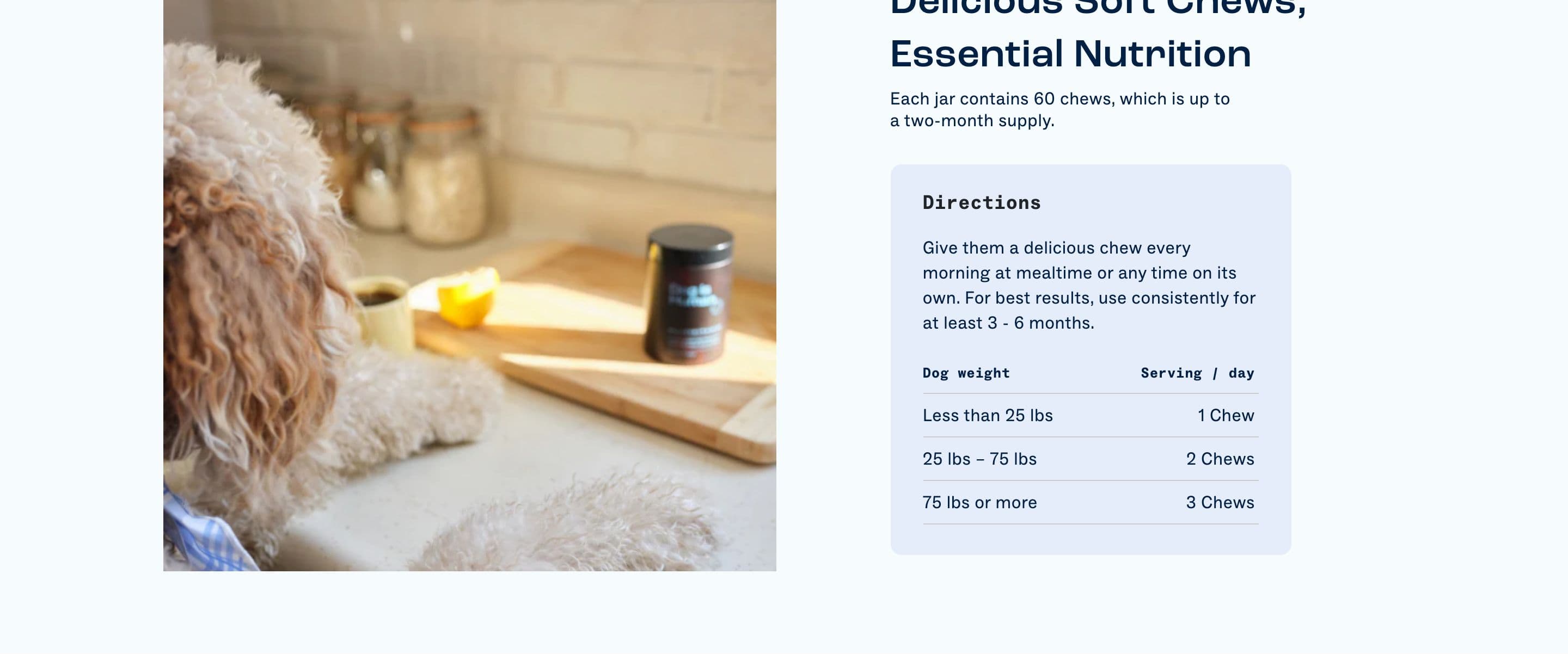 Ingredients / How-to-Use section from Dog Is Human, a pet Shopify store — desktop screenshot