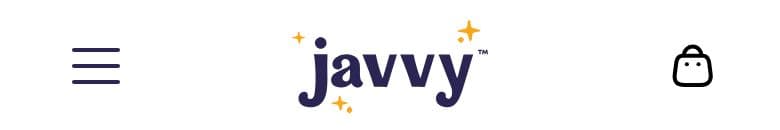 Header & Navigation section from Javvy Coffee, a food & beverage Shopify store — mobile screenshot