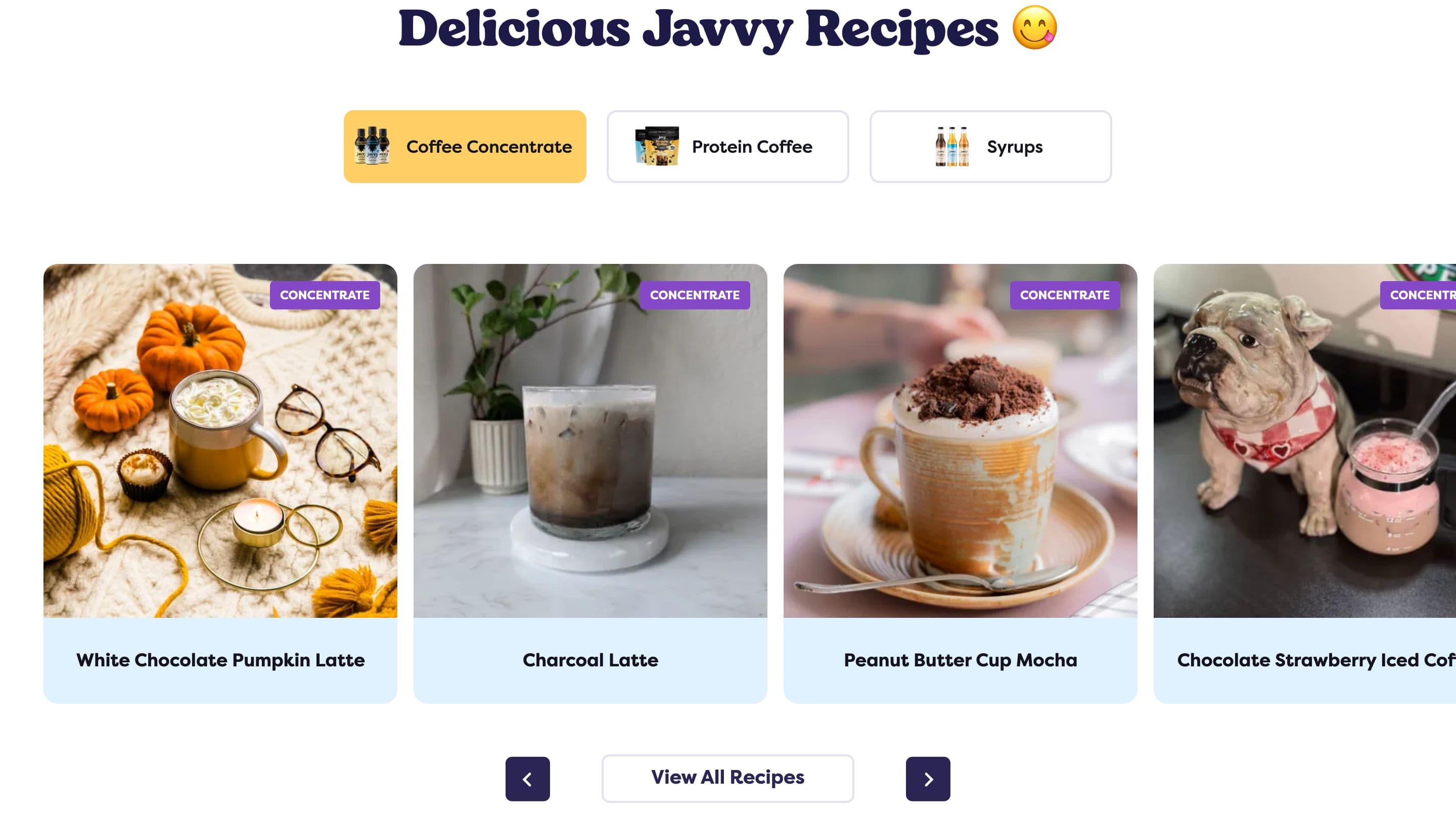 Collection / Product Grid section from Javvy Coffee, a food & beverage Shopify store — desktop screenshot